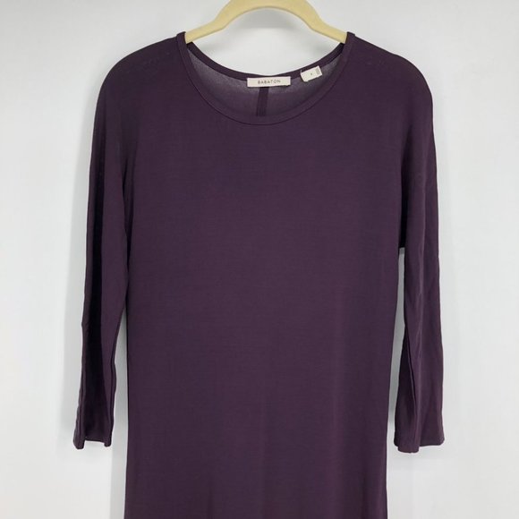 Aritzia Babaton Eggplant Purple 3/4 Sleeve Round / Scoop neck Maxi Dress size S - Picture 4 of 14